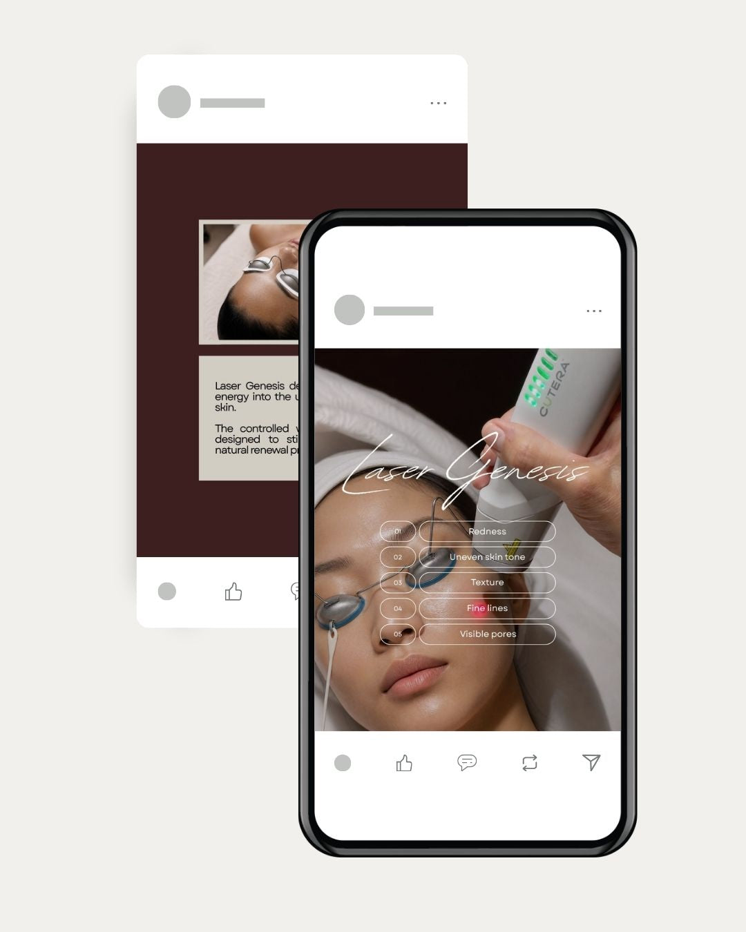 Skin treatment content calendar and caption framework preview