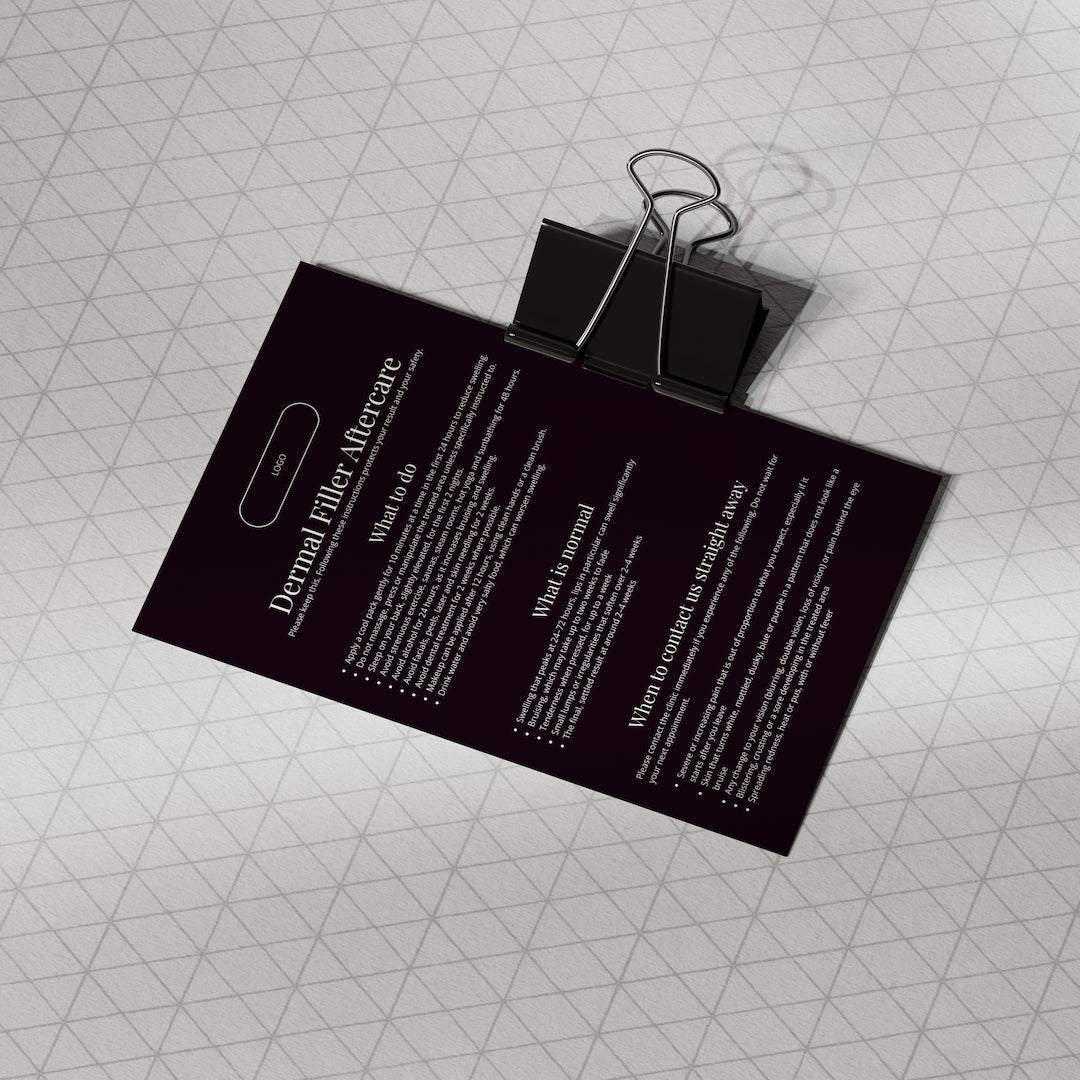 Dermal Filler Aftercare Sheet - Editable Canva Template for Clinics
