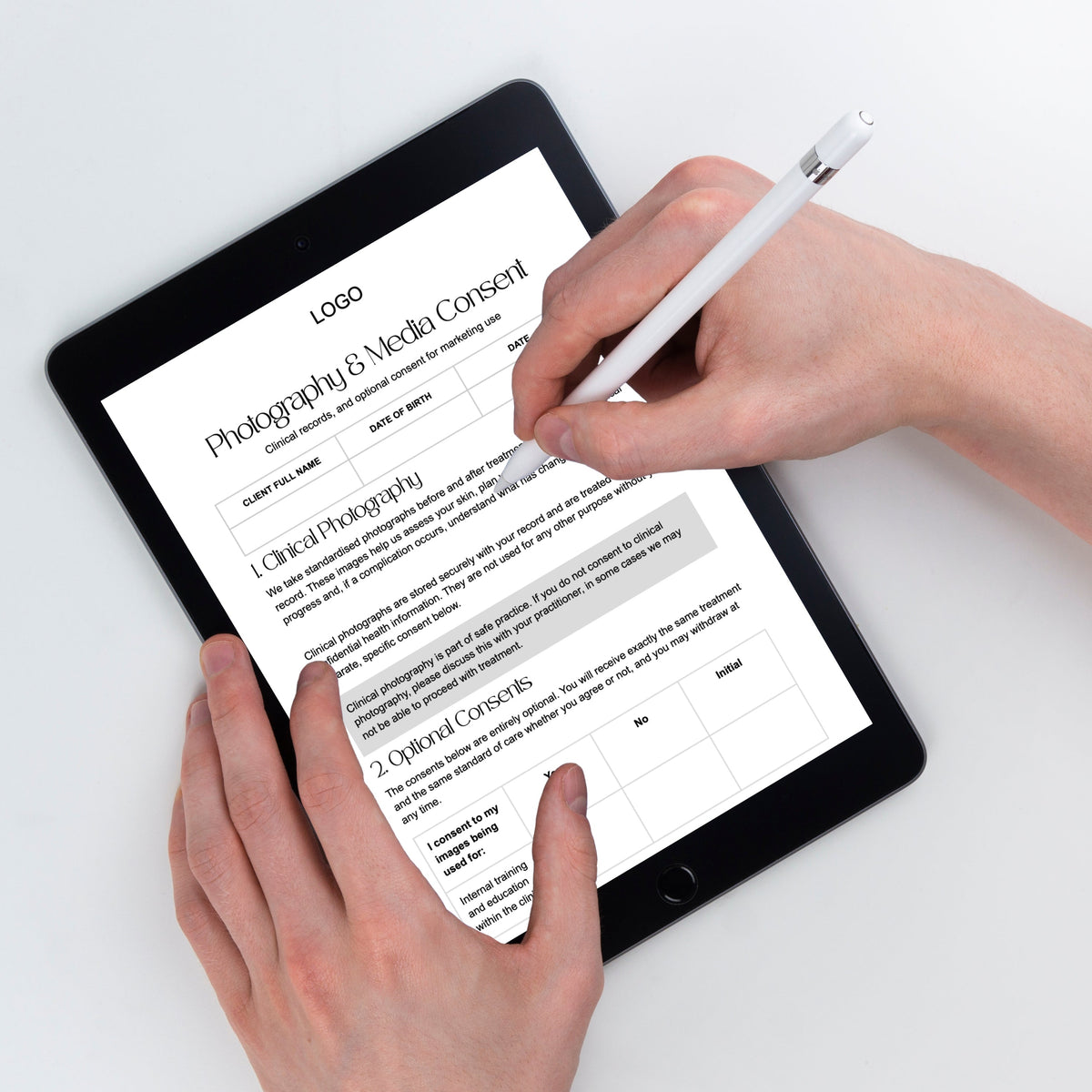 Photography & Media Consent Form - Editable Template for Aesthetic Clinics